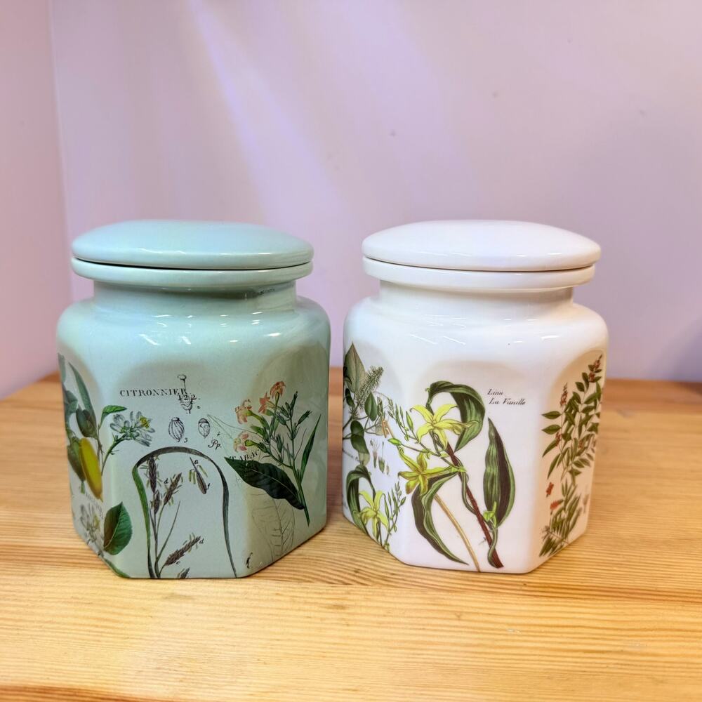 Portmeirion Botanic Garden Lidded Storage Jars Canisters Set of 2